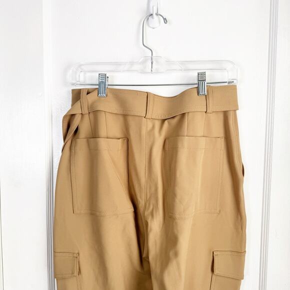 Banana Republic Slim Refined Stretch Cargo Pant Latte Cream Belted Beige Size 4 - Picture 11 of 14